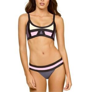 NWT PilyQ Women's Amethyst Color Block Banded Full Swim Bottom- Size Small